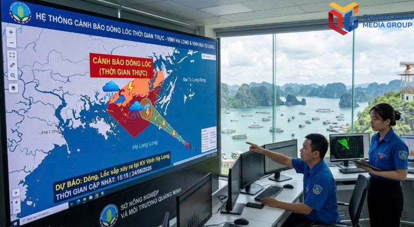 Hệ thống cảnh báo dông lốc thời gian thực vịnh Hạ Long và vịnh Bái Tử Long. Ảnh: Sở NN&MT bqn_tr_canh-bao.jpg